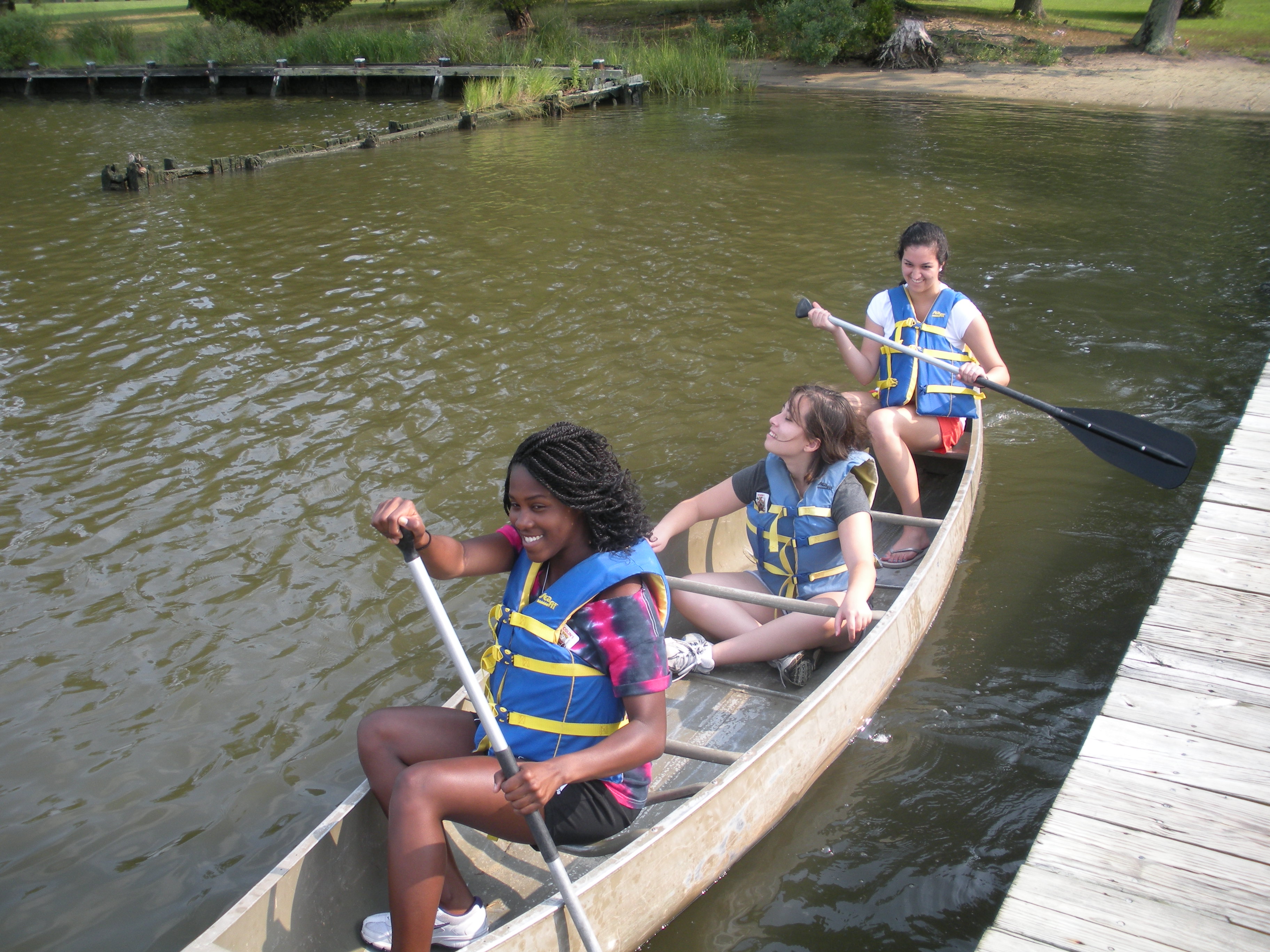 students in a canoe