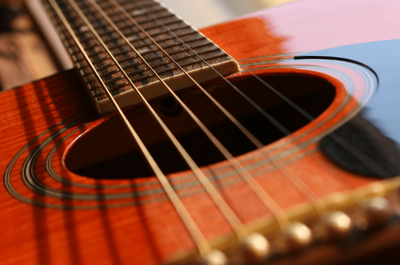 close up of guitar