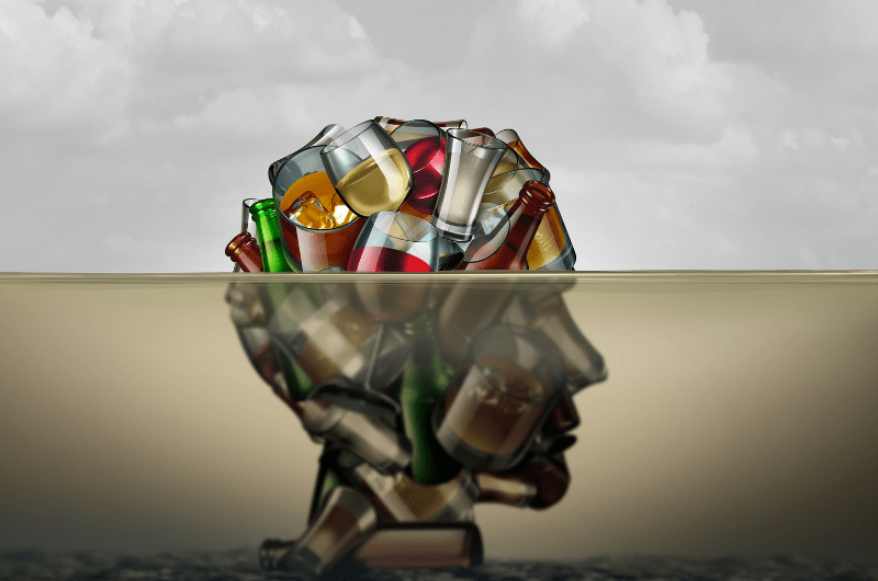 illustration of brain and alcohol