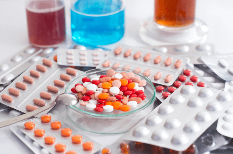 pills and liquid medication